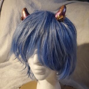 Metallic costume horns with flowers